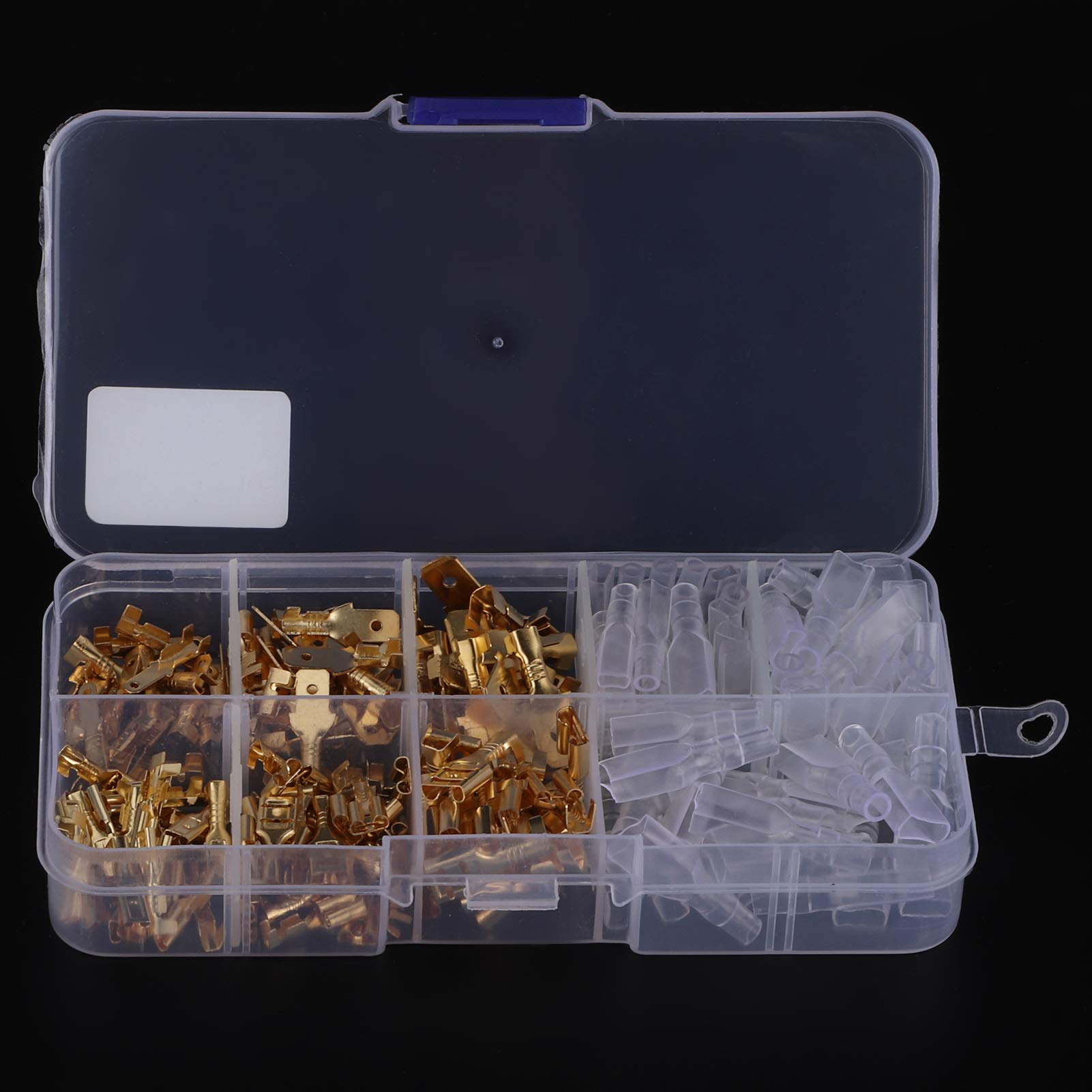 210 pezzi 2,8/4,8/6,3 mm connettori terminali per cavi elettrici maschio femmina isolati in oro - 8