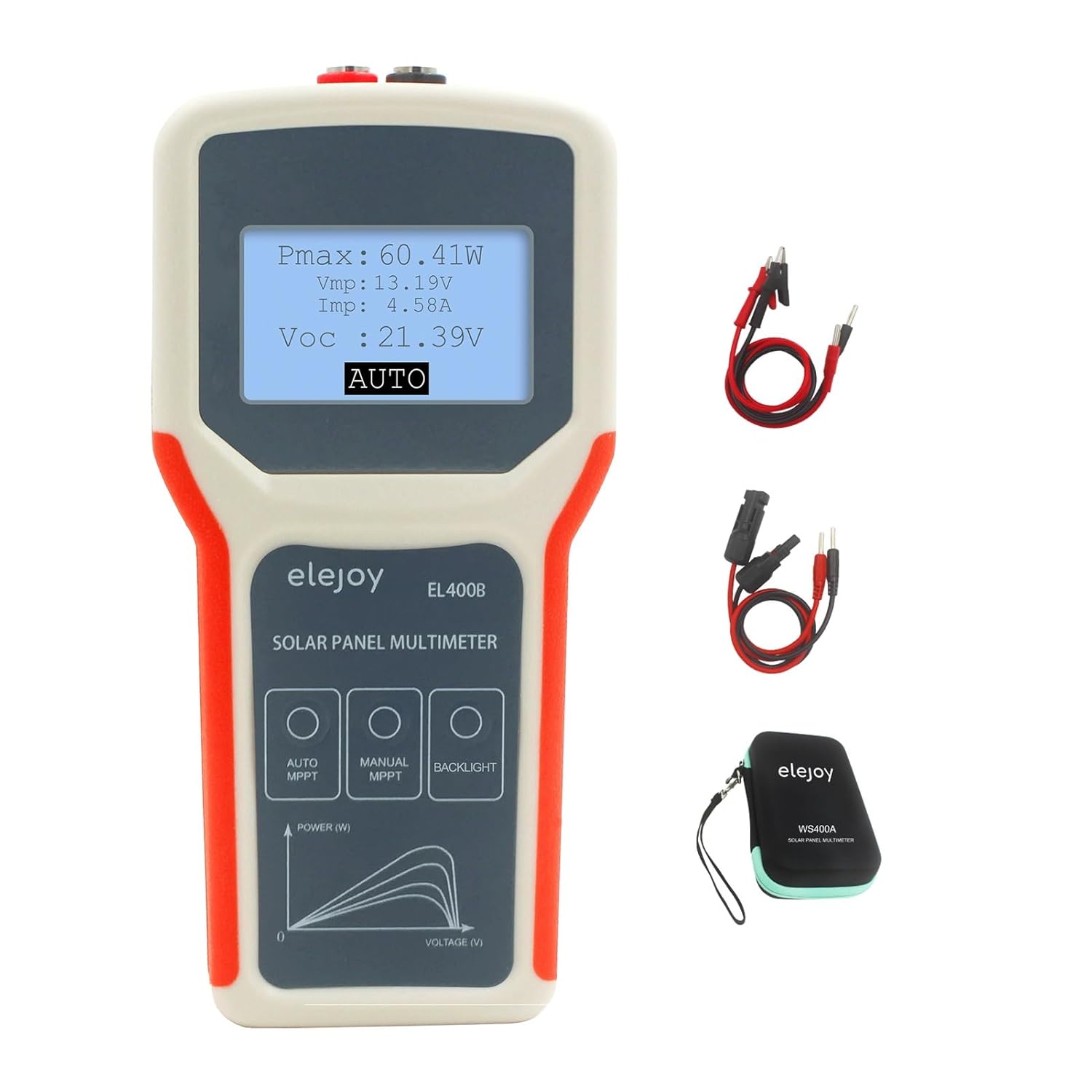 Tester MPPT do paneli słonecznych EL400B - multimetr LCD do paneli PV, pomiar napięcia w obwodzie otwartym, łatwa diagnostyka