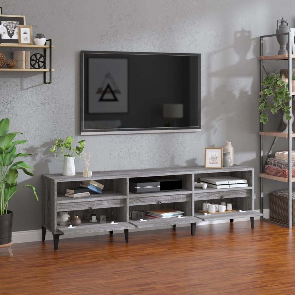 Meuble TV sonoma gris 150x30x44,5 bois d'ingénierie - 3