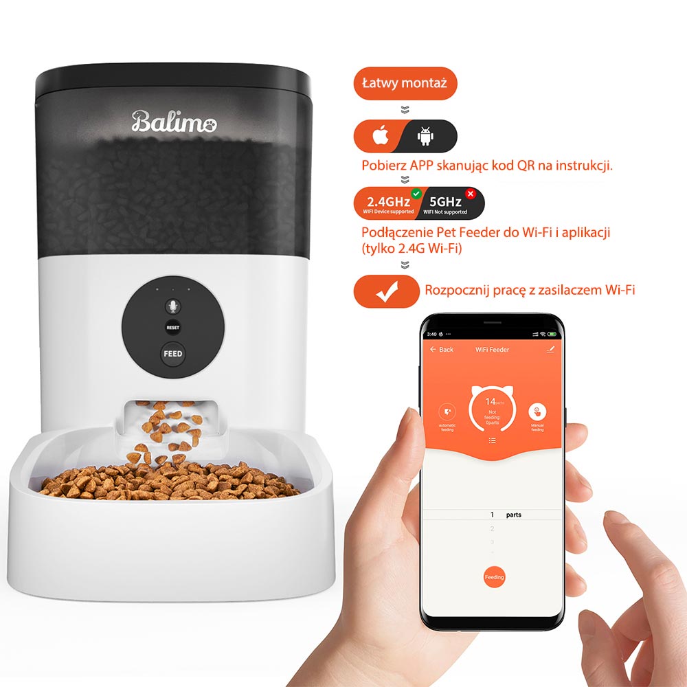 BALIMOPET Distributeur de Croquettes Automatique 4L pour Chats/Chiens WiFi ,avec Contrôle APP, ​Enregistrement Vocal - 3