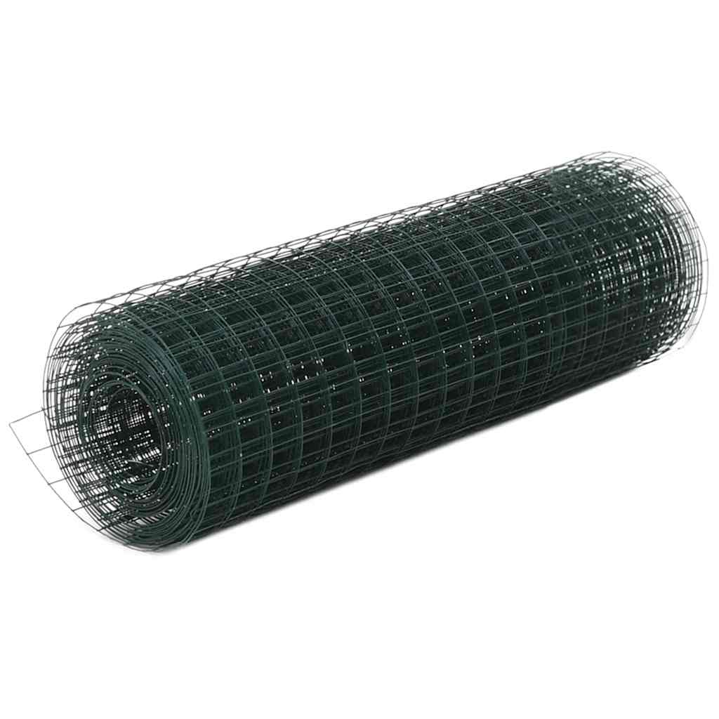 Ogrodzenie z siatki, stal i PVC, 10x0,5 m, zielone vidaXL