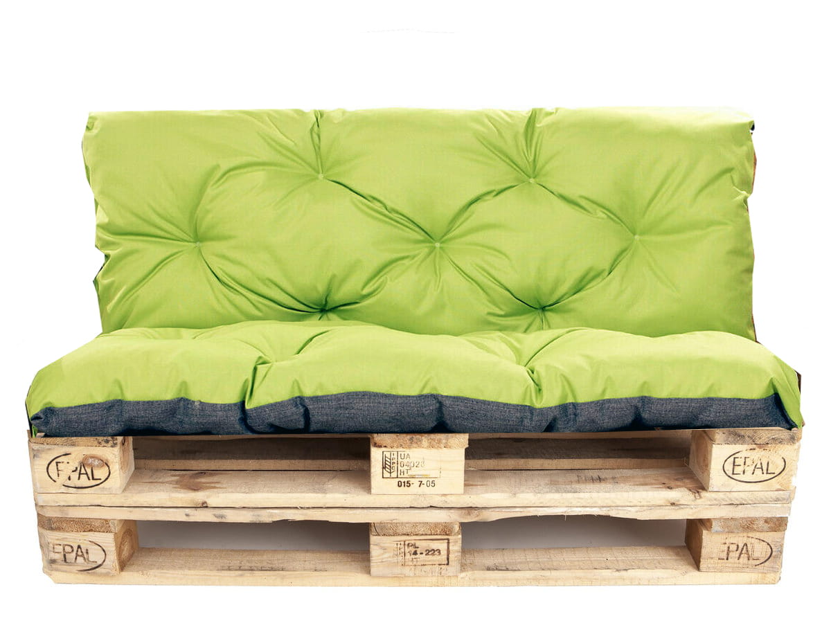 Conjunto cojines palet, asiento 120 x 60 y respaldo 120 x 40 cm lima, cojines sofá / cojín para palet in/exterior, setgarden