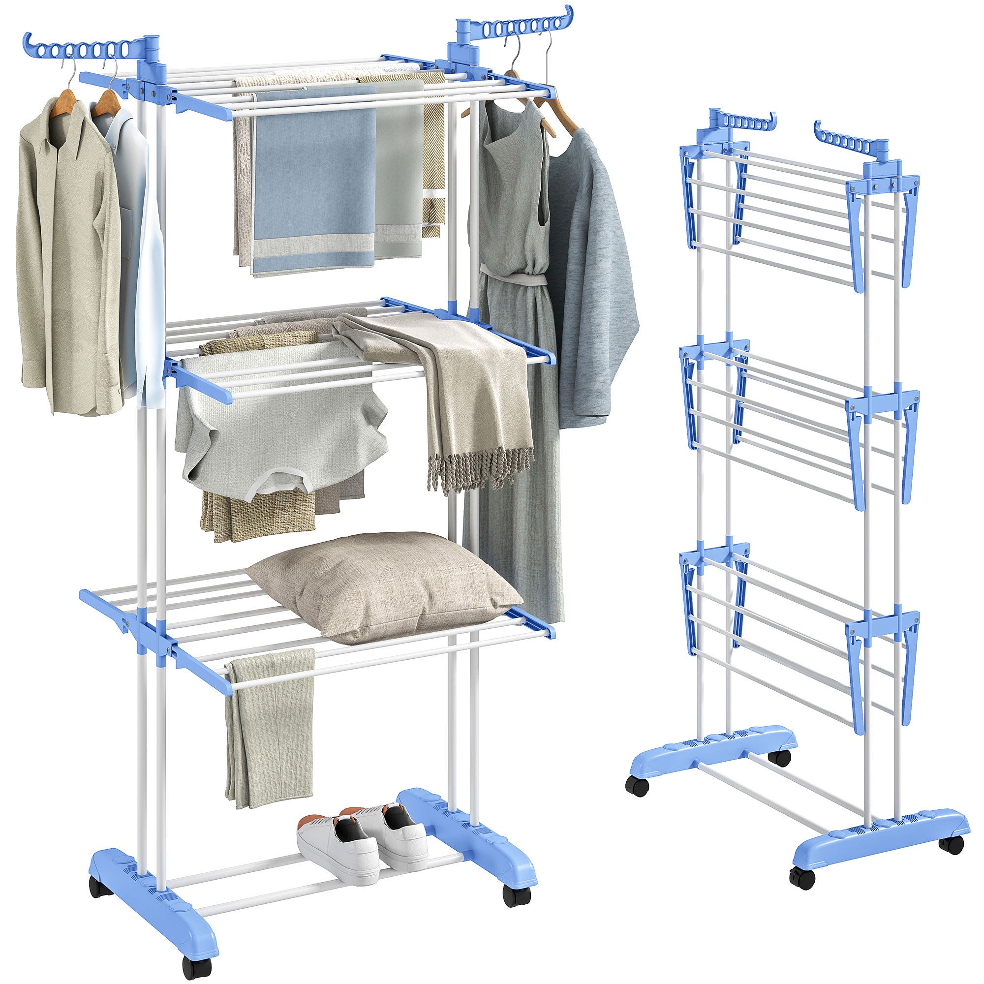 Séchoir à linge pliable rétractable et pliable, étendoir à linge mural, étendoir à linge en acier inoxydable, étendoir à linge pour balcon, pour chaussures, chaussettes, serviettes, pots Journey Séchoir à linge pliable rétractable et pliable, étendoir à linge mural, étendoir à linge en acier inoxydable, étendoir à linge pour balcon, pour chaussures, chaussettes, serviettes, pots Journey
