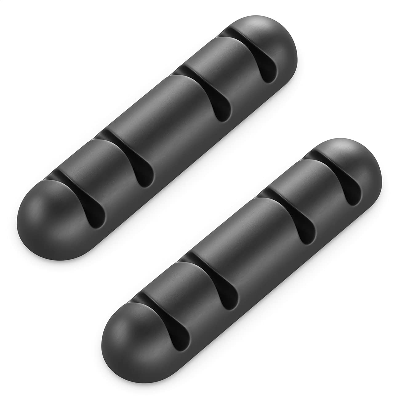 (Czarny) 2x Stojaki na kable Klipsy do kabli Każdy na 4 kable Zarządzanie kablami Domowe biuro Organizer A Band