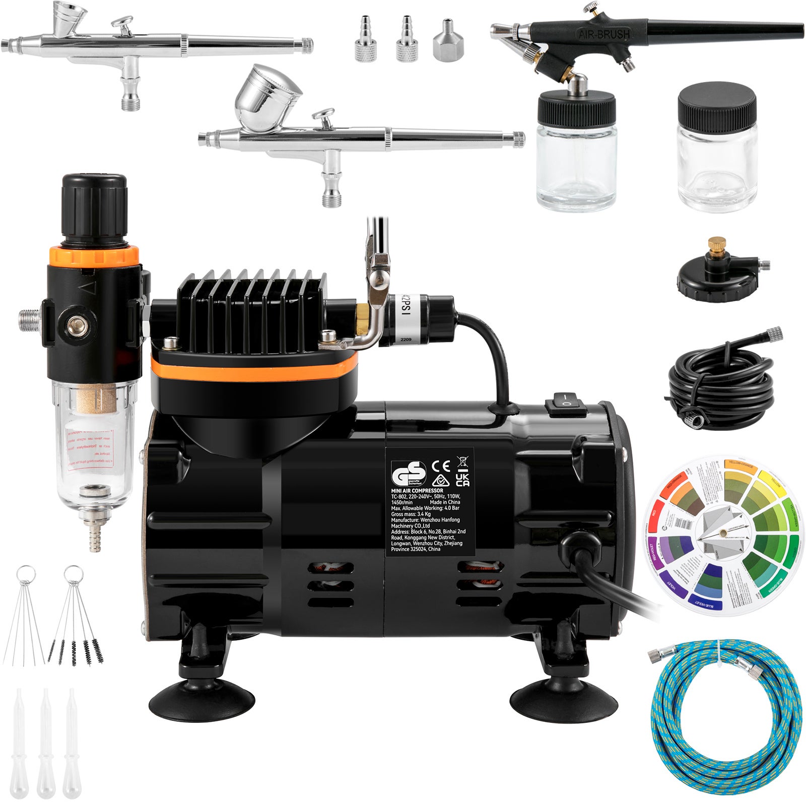 Kit Aerografo Professionale Con Compressore - Doppia Azione Per Modellismo, Nail Art E Decorazione Torte - Foto 12