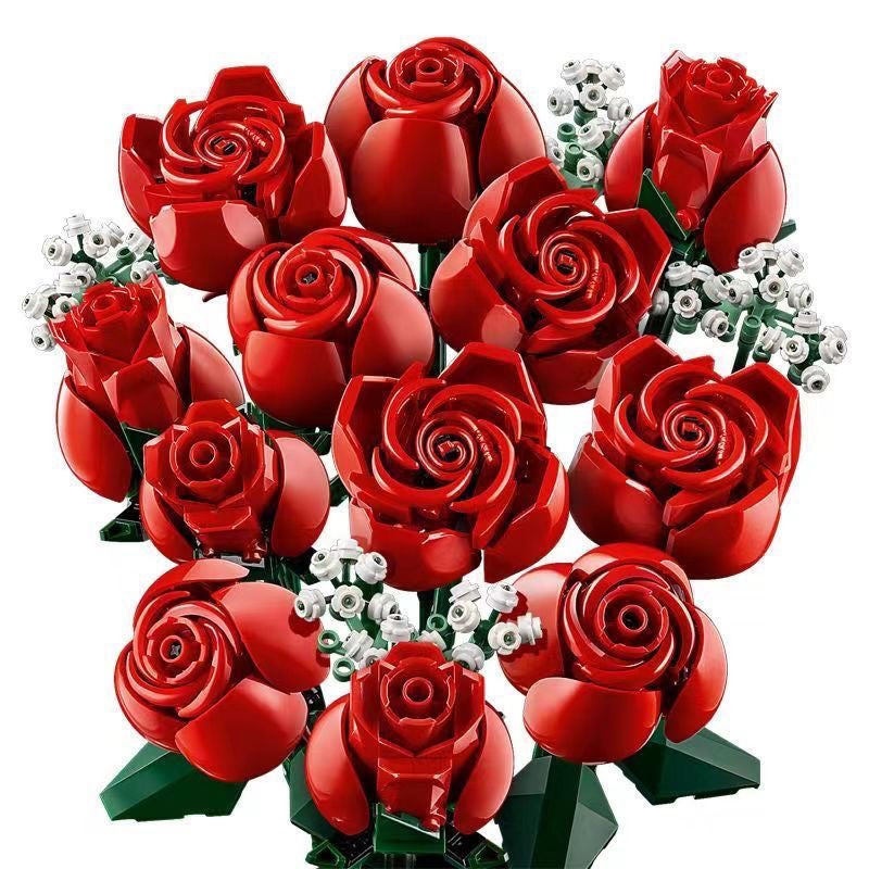 Ensemble de construction de roses rouges artificielles, idéal pour la décoration intérieure, la Saint-Valentin, Thanksgiving. - 4
