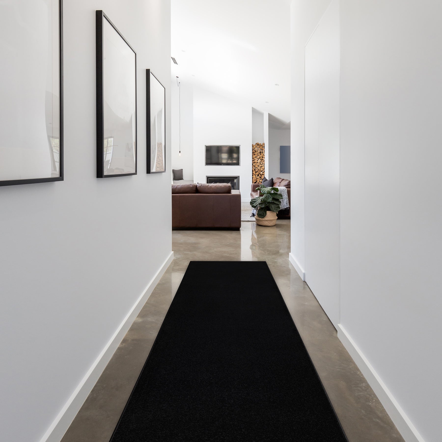 Jednolity chodnik KARMEL Gładki, jednokolorowy czarny 160 cm 160x490 cm - 3