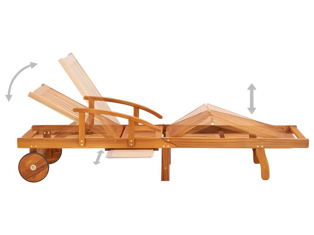 Conjunto de 2 tumbonas hamacas camas de jardín muebles de terraza con cojines madera maciza de acacia 02_0012058 - 5