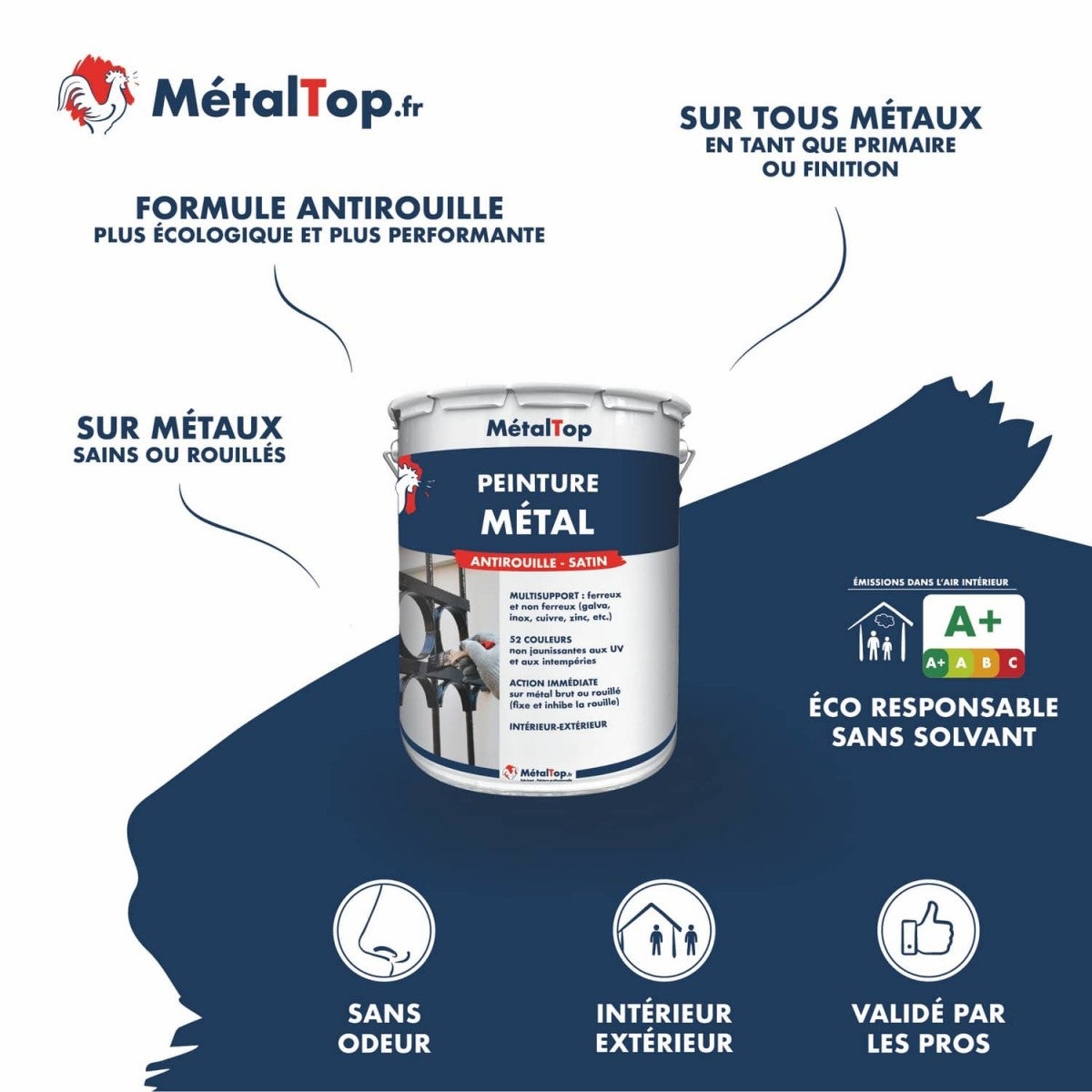 Peinture Metal - Brun gris - RAL 8019 - 1 L - Métaltop - 4