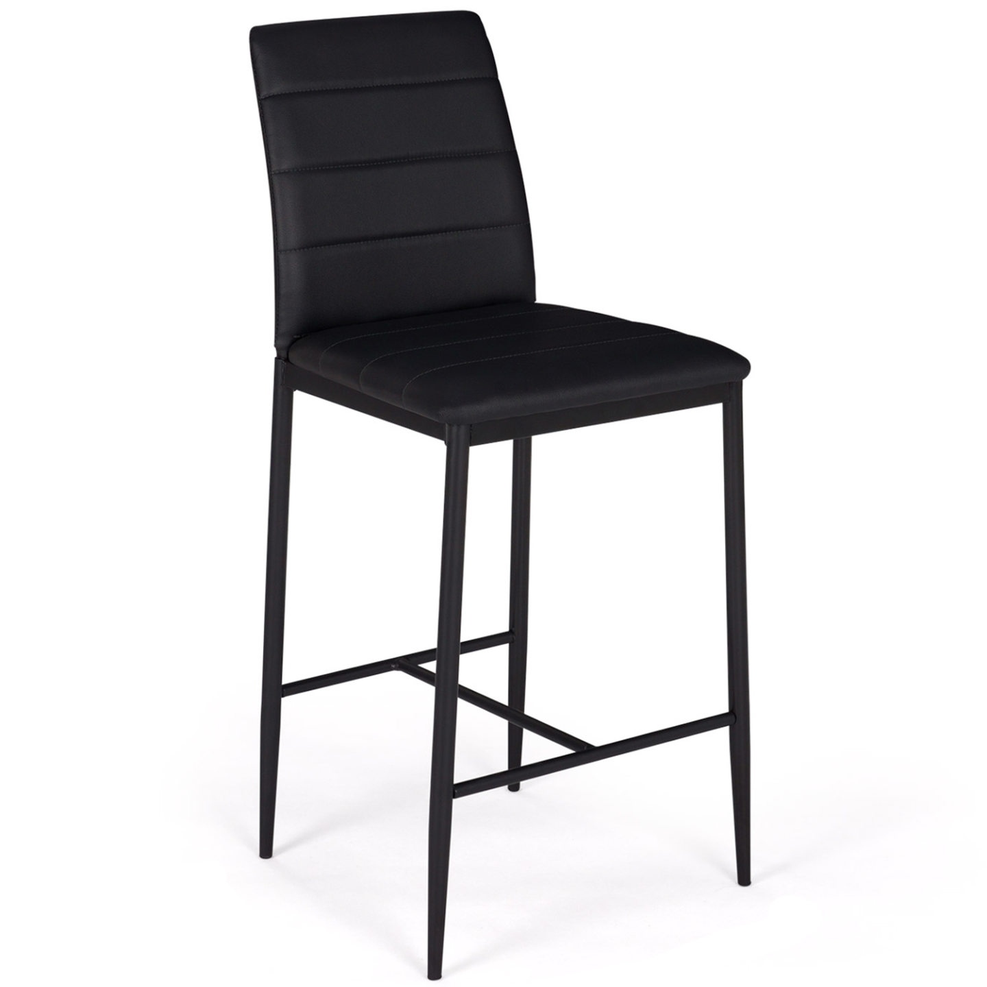 Lot de 4 tabourets ROMANE en PVC noir design contemporain chaises de bar rembourrées - 4