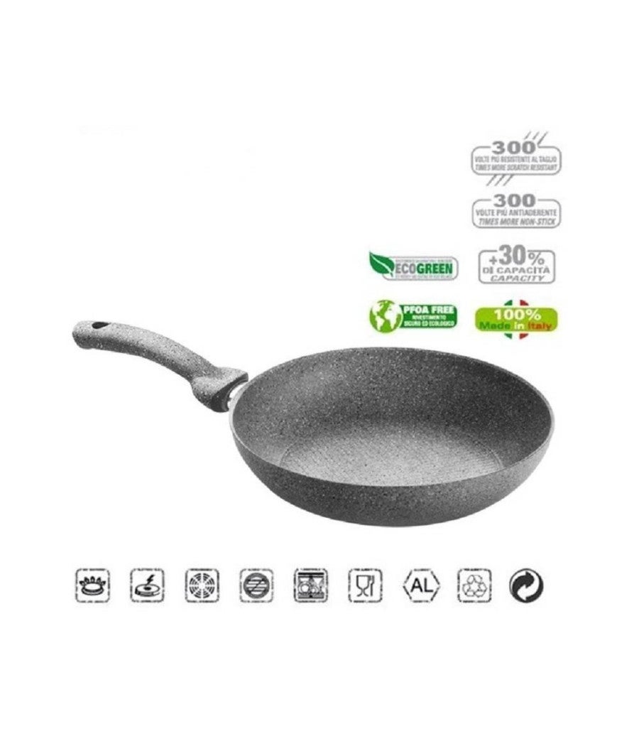 Trade Shop - Set 3 Padelle In Pietra Antiaderenti Regina Di Pietra Diametro 22 - 26 - 30 Cm - - 5