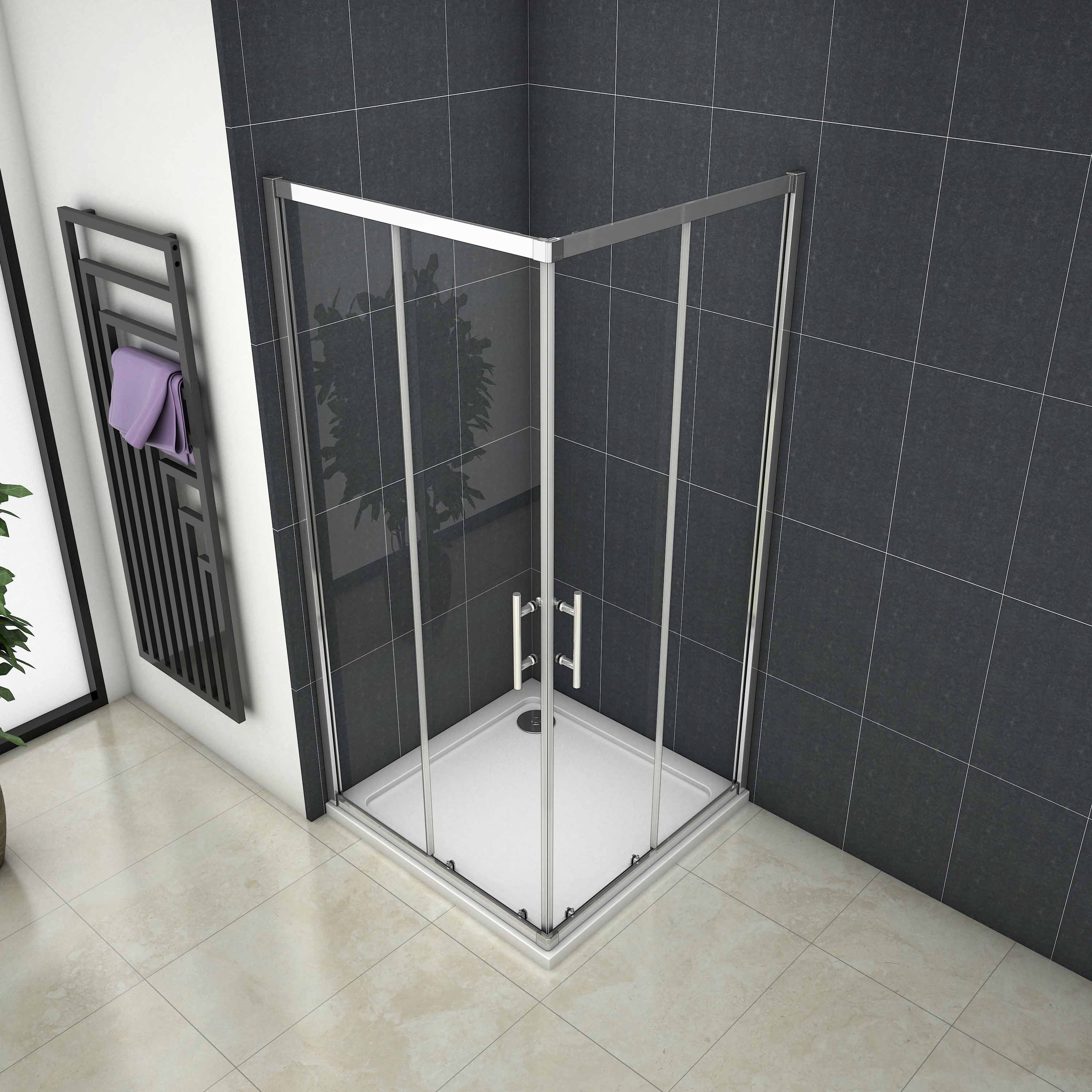 Cabine de douche coulissante l'accès d'angle, Océan cabine de douche carrée 90x90x185cm en verre anticalcaire - 3