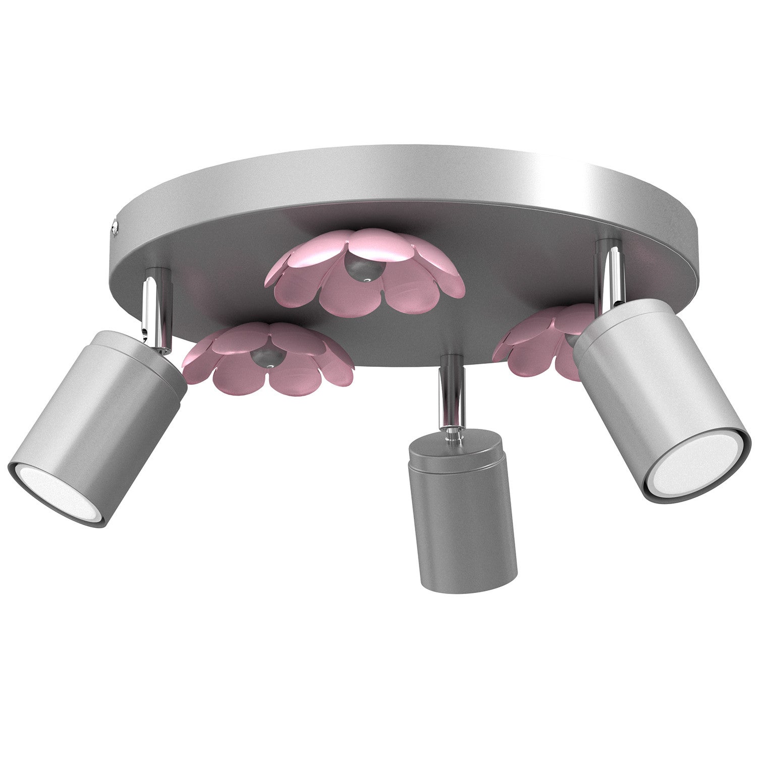 Lampa sufitowa wisząca Flower srebrno-różowa 3xGU10x8W wym: 17 x 30 x 30 cm metal Luminex