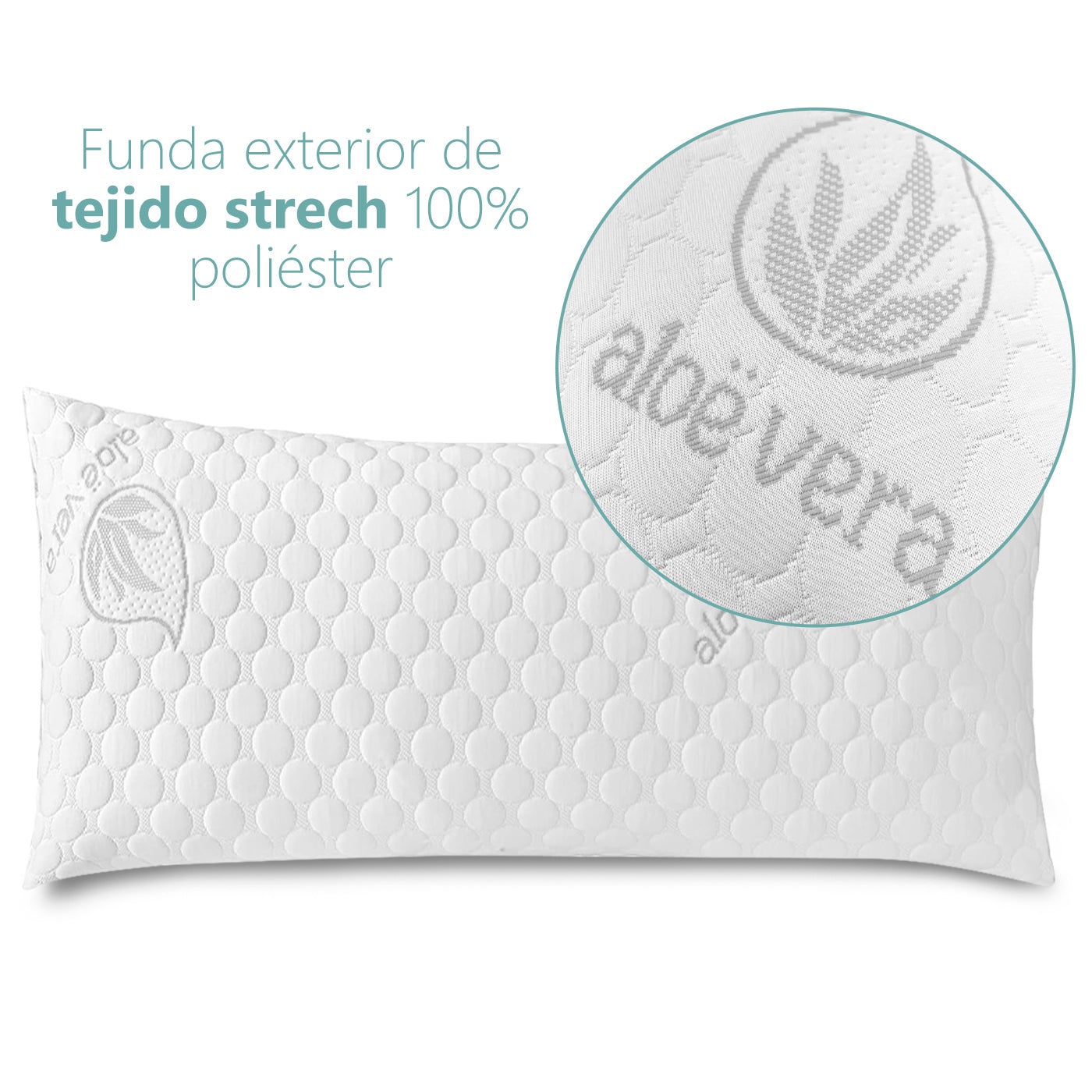 Almohada de Copos Viscoelásticos, Tejido Strech de Aloe Vera- 135 cm - 4