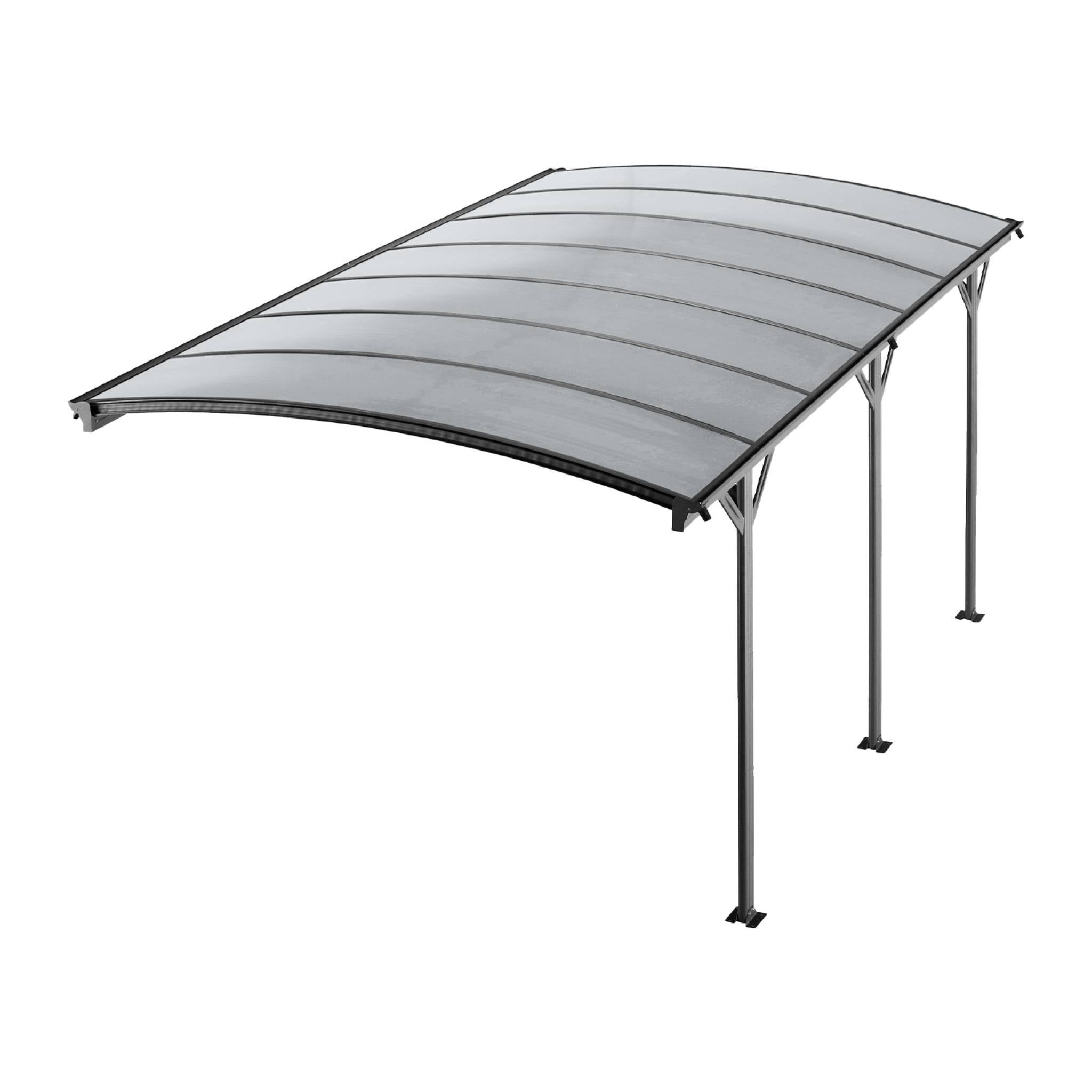 Extension de carport de 15m² en aluminium anthracite et polycarbonate - Extension Le Mans 5x3m - abri de voiture - 3