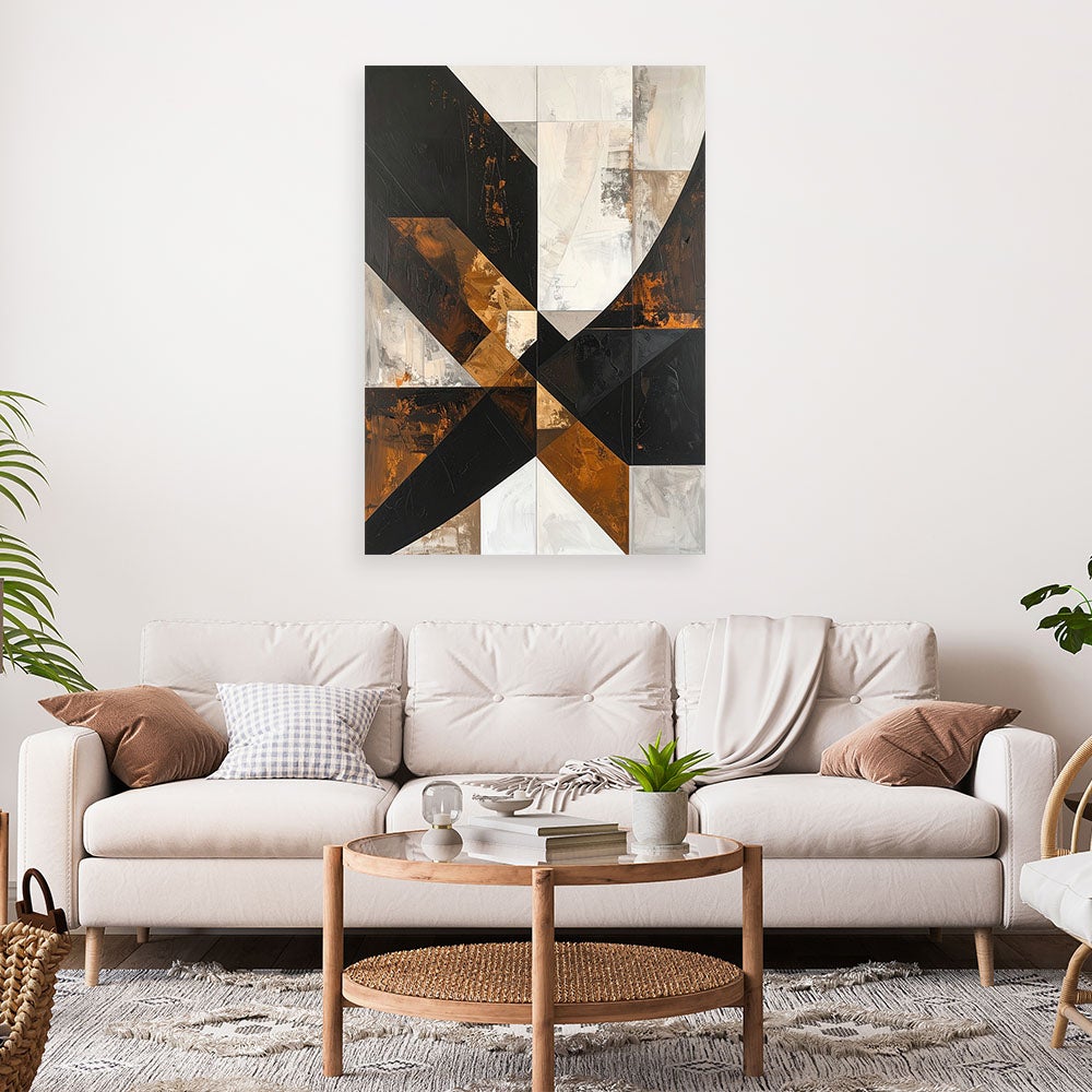 Obraz do salonu sypialni biura loftu, Geometryczna abstrakcja tekstura brązowy 70x100