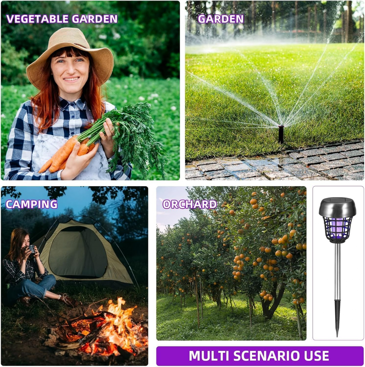 4X Piège à Moustiques Solaire Extérieur – Lampe LED Anti Insectes Étanche pour Jardin, Terrasse– Répulsif Solaire – Éclairage pour Cour et Jardinage - 6