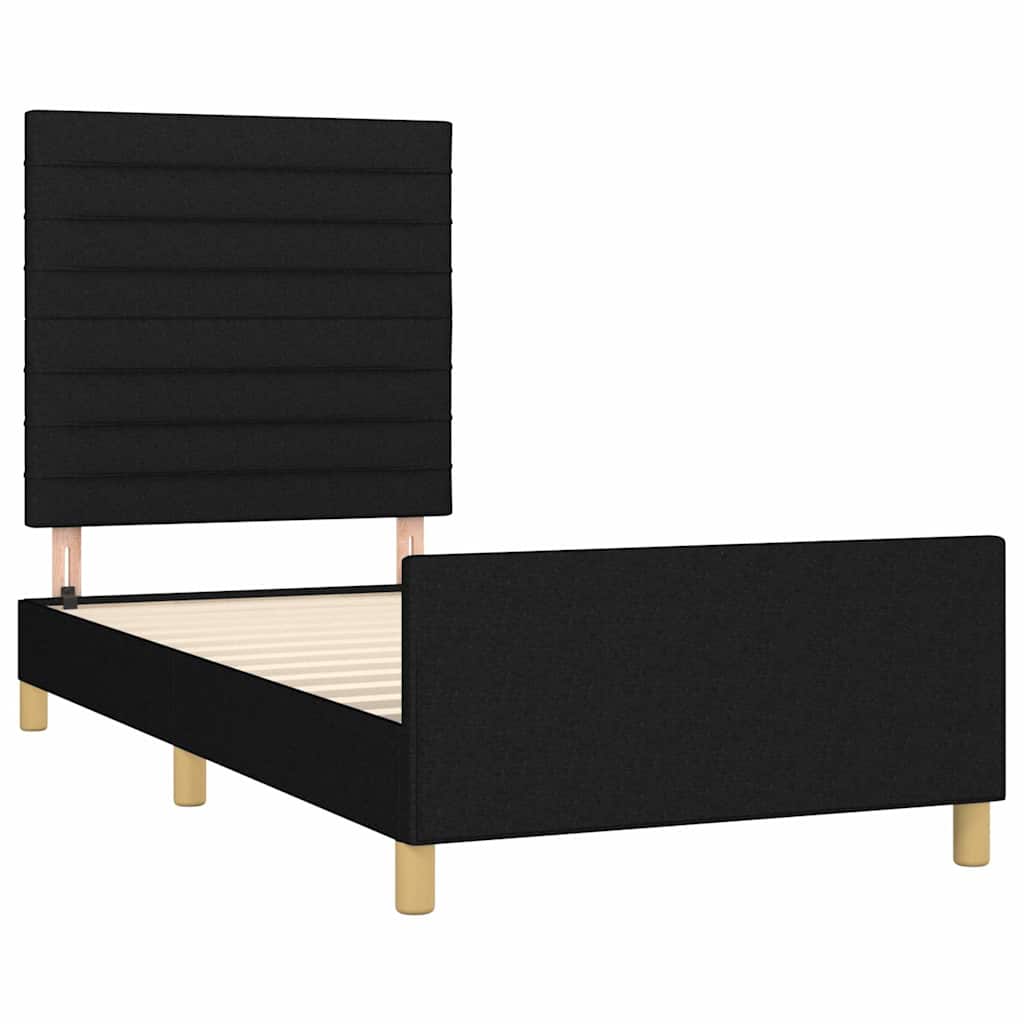Cadre de lit sans matelas noir, tissu, pour la chambre, 100 × 200 cm - 4