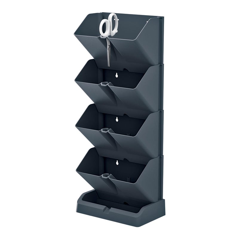 Kwietnik wertykalny stojący z nożyczkami na zioła, kwiatki antracyt