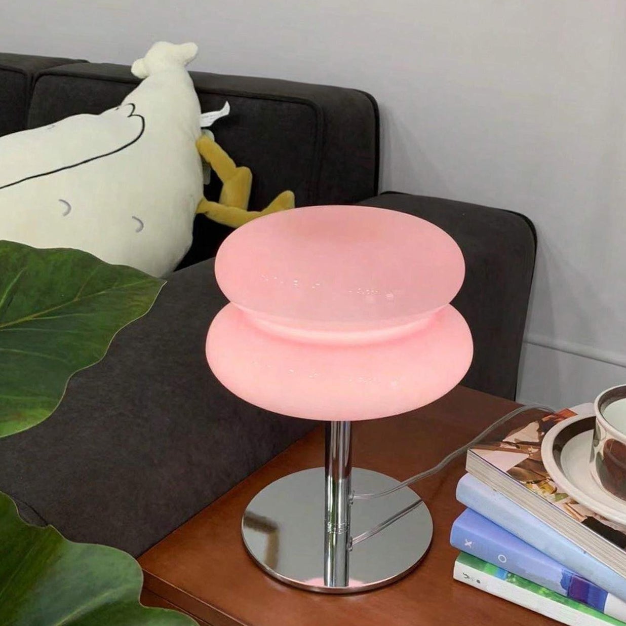 Lampe de table LED, lumière d'ambiance rétro en verre, lampe de bureau mignonne, lampe de chevet USB (rose) - 2