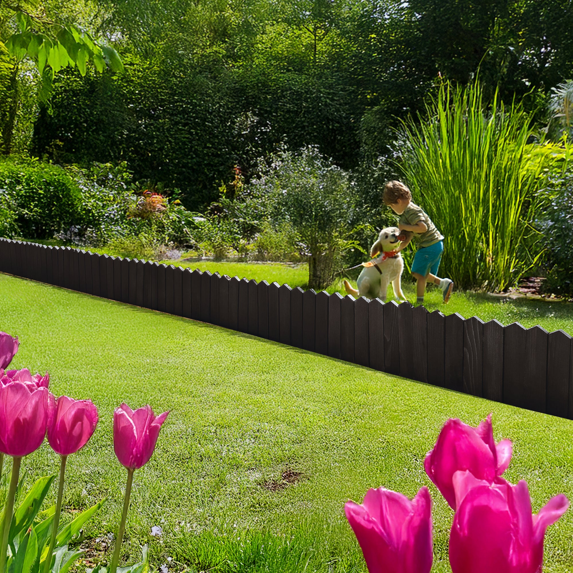 Rollborder lattes en bois | 40 cm de haut et 200 cm de long | Clôture en bois | Clôture parfaite comme bordure de jardin en osier | Marron foncé - 8