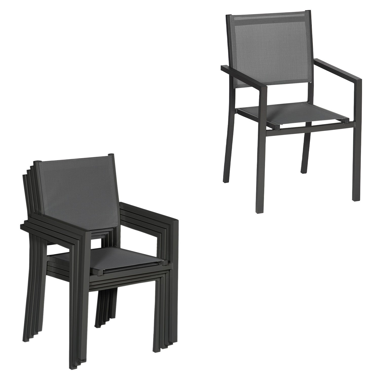 Salon de jardin 10 places gris et aluminium anthracite extensible VENEZIA - 8