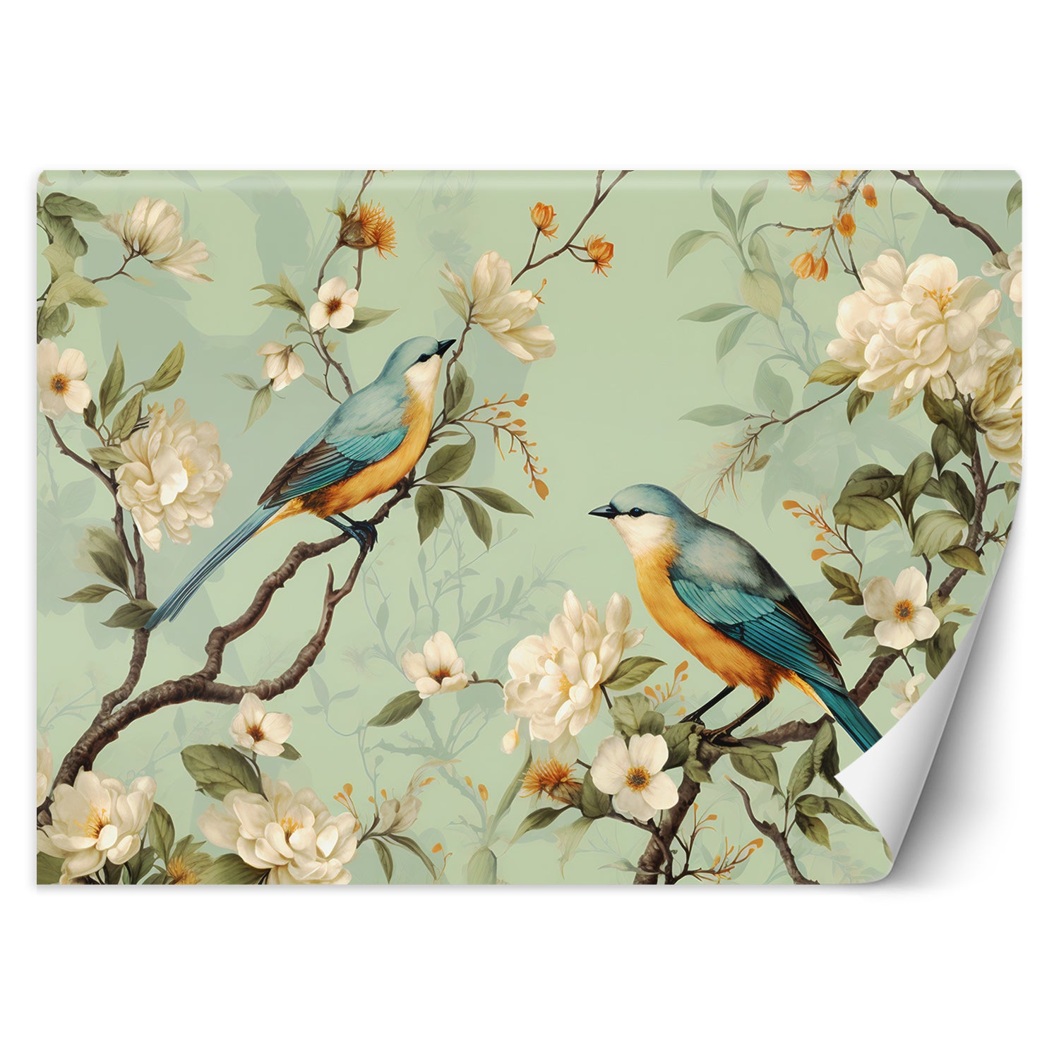 Fototapeta, Ptaki Kwiaty Chinoiserie 254x184