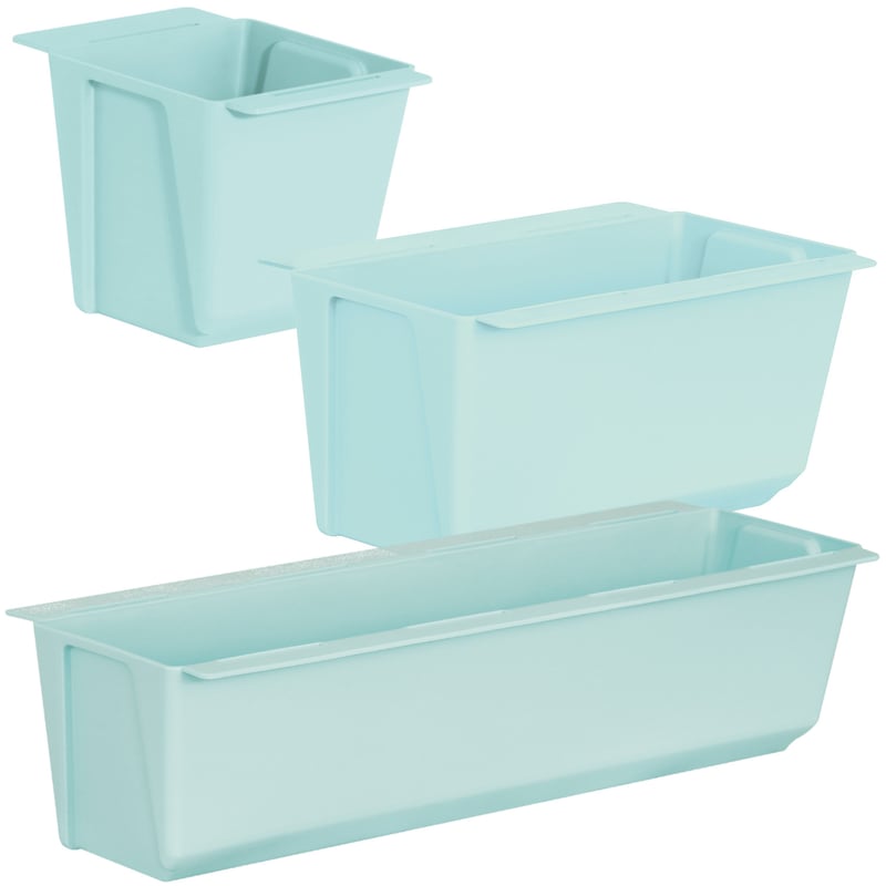 Doniczki na paletę Easy zestaw 3 sztuk 10, 18, 37 cm niebieski, na kwietnik z europalety lub płotu, Geli