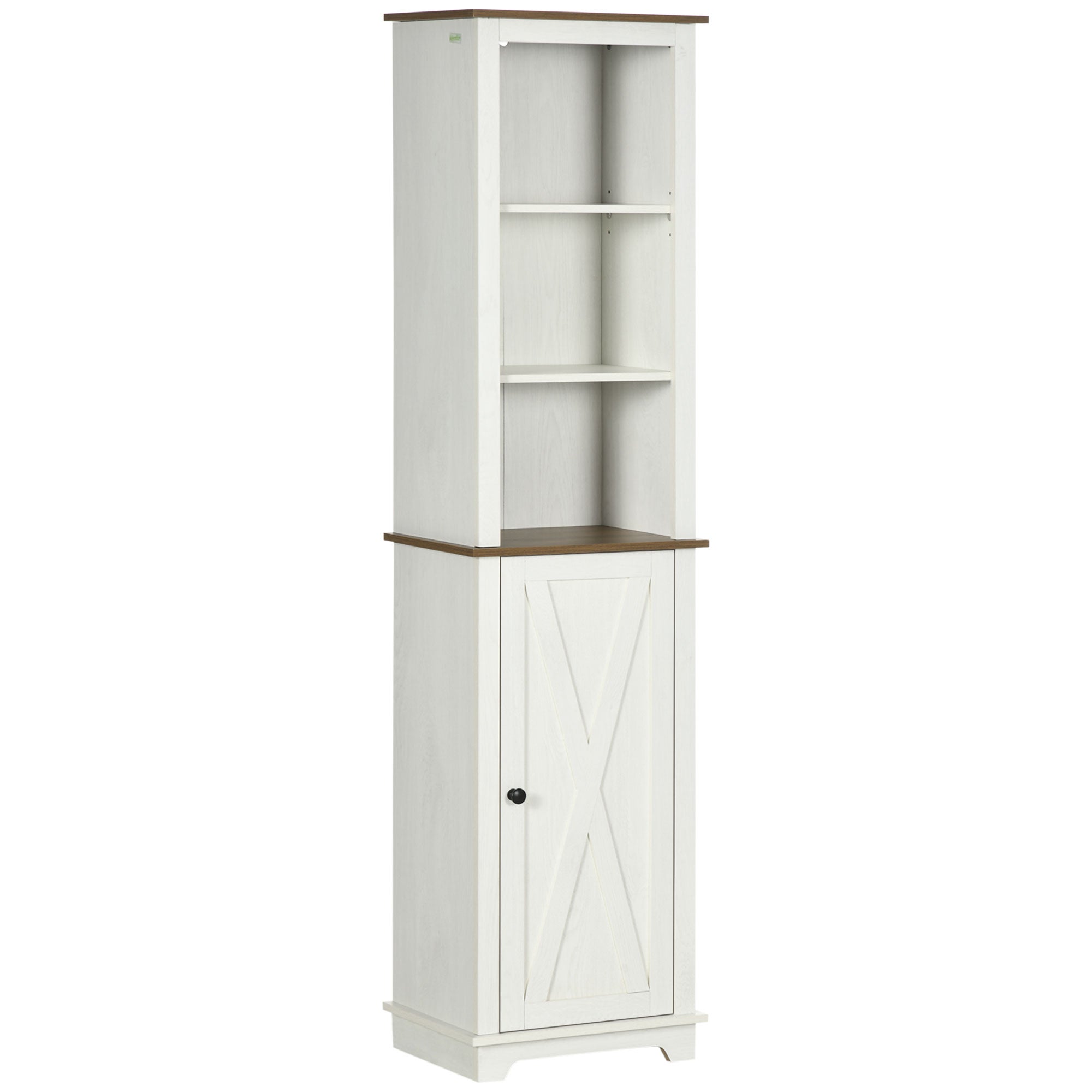 Leroy Merlin Bathroom cabinet, tall storage cabinet with door and adjustable shelves, 39.5 x 30 x 160 cm, white 