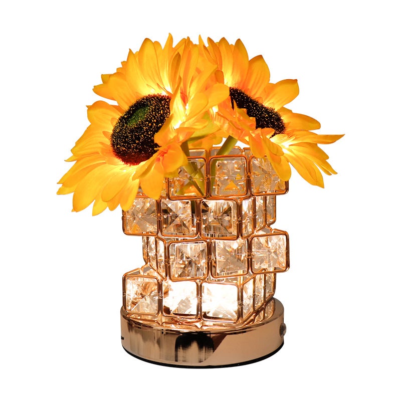 Lampada a forma di fiore di girasoli, lampada da tavolo ricaricabile senza fili, luce notturna a batteria con oscuramento continuo a 3 colori | Leroy Merlin