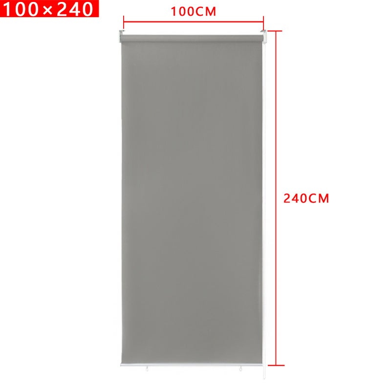 Tenda verticale 100 x 240 cm Tenda a rullo da esterno per terrazza o balcone Protezione solare - Schermo retrattile, Grigio - 2