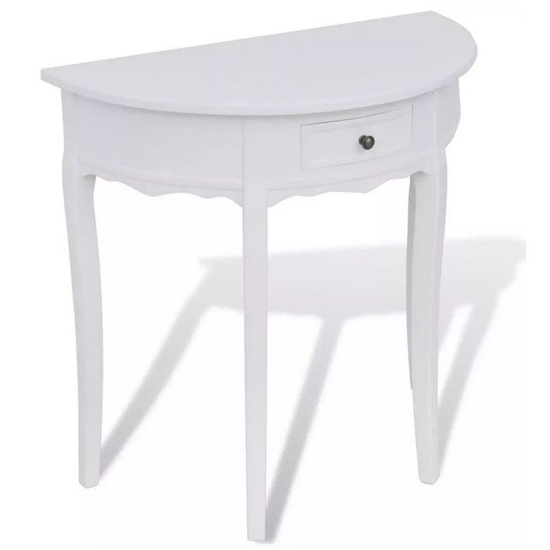 Console demi-ronde 1 tiroir pin massif blanc Anjam | Leroy Merlin