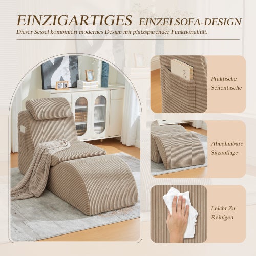 Fauteuil de loisirs moderne au design unique et ergonomique, fabriqué en mousse à compression haute résilience. Coussin d'assise amovible et poche - 2