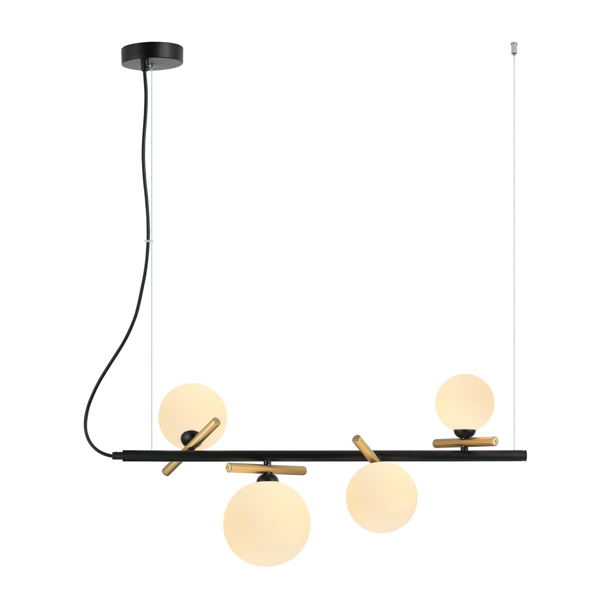 Lampa wisząca białe kule Reverso czarna 4xG9x25W metal wym:95x70x25,5cm IP20 Italux