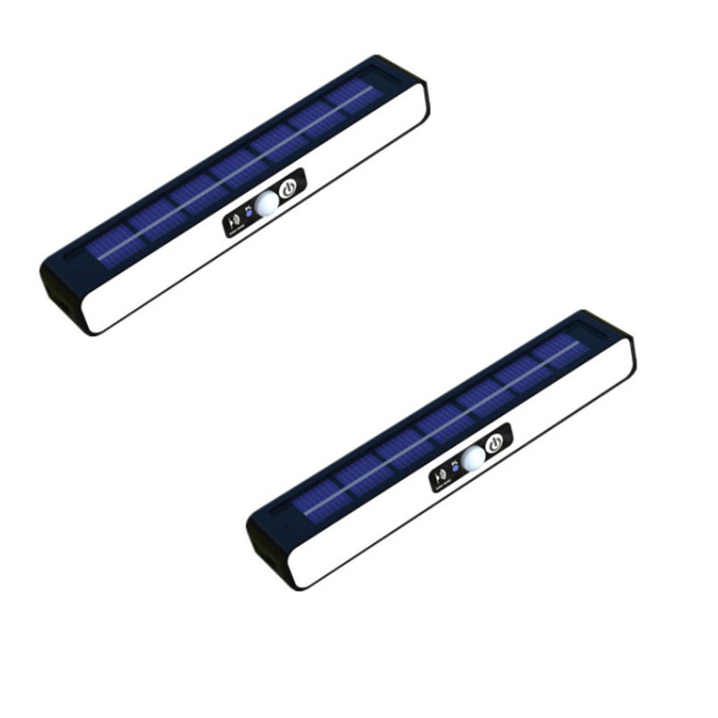 Zewnętrzny kinkiet solarny, 2 sztuki, przenośny kinkiet solarny, czarna obudowa i białe światło