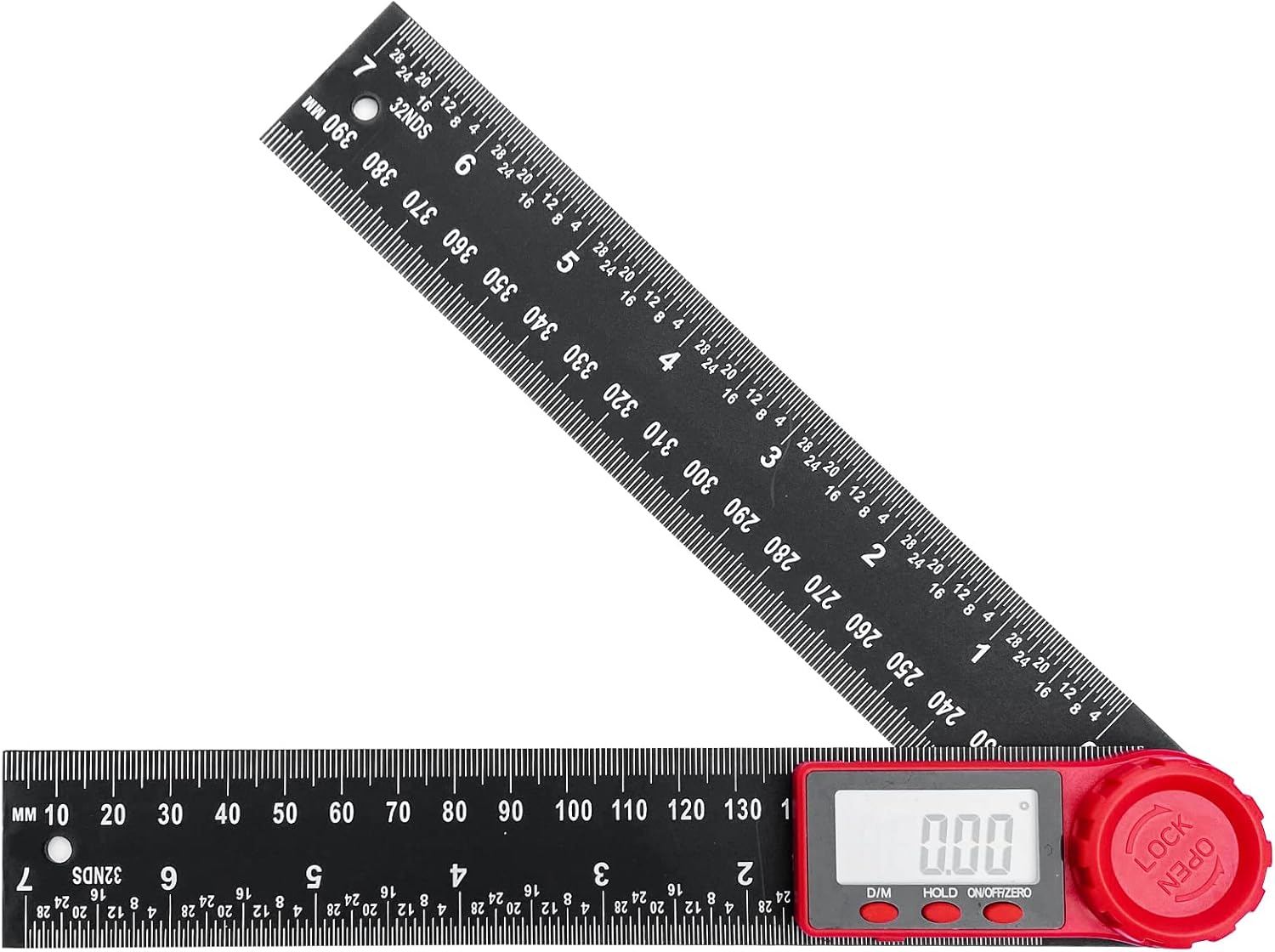 200 mm Cyfrowy Kątomierz z Podwójną Skalą 360 Stopni, Linijka Kątowa z Ekranem LCD i Funkcją Blokady, Kątomierz dla Inżyniera