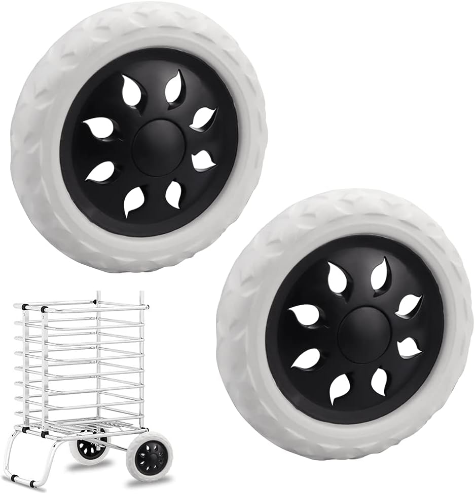 Lot De 2 Roues De Rechange Pour Caddie De Courses - Blanc Et Noir, Centre Noir