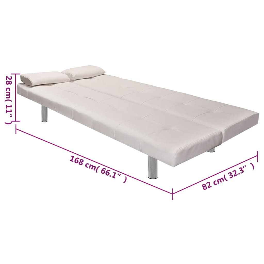 Divano letto regolabile con due cuscini in ecopelle bianco panna 02_0019535 - 7