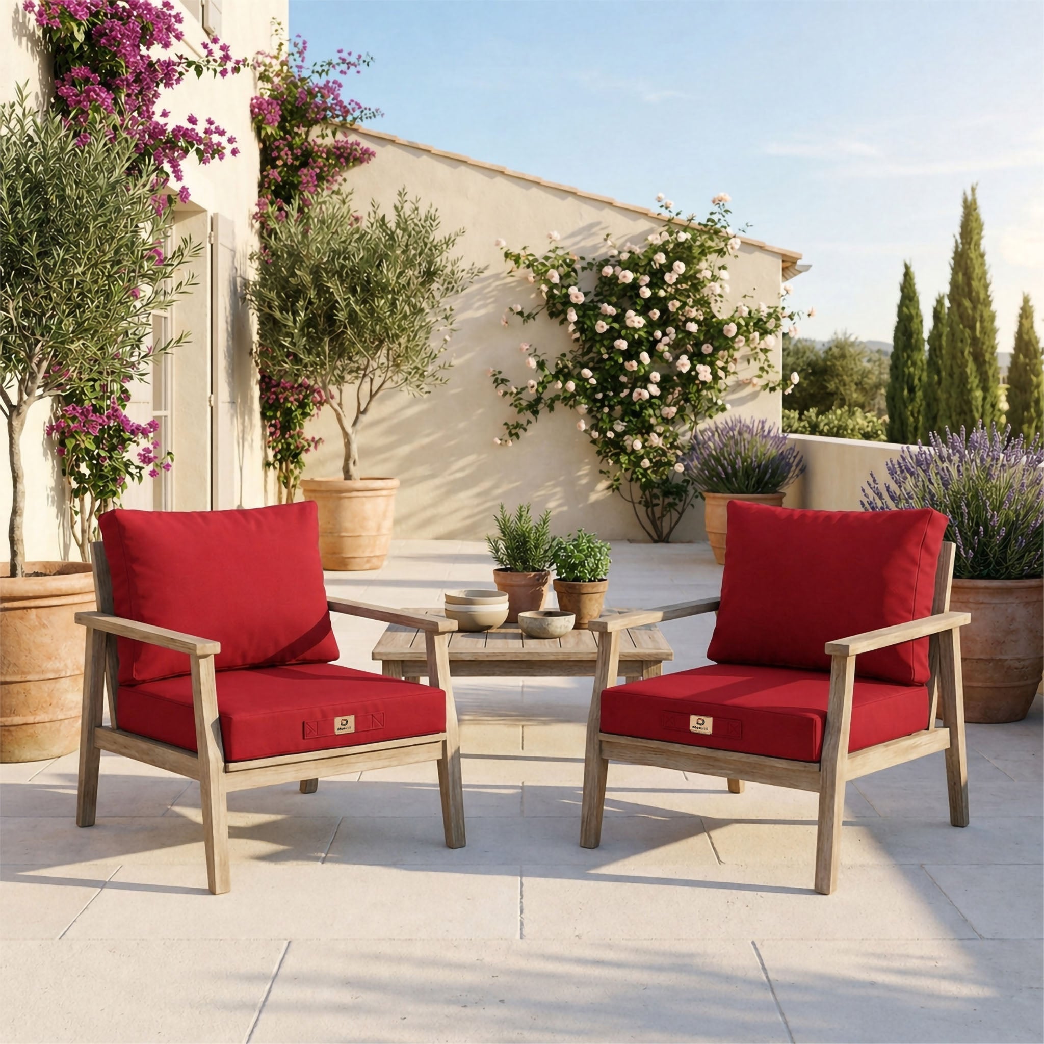 Coussins pour salon de jardin déhoussable 50x50cm Rouge - 2