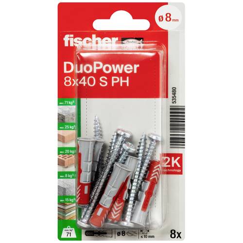 Fischer 535480 DuoPower 8 x 40 S PH K NV Cheville 40 mm 8 mm 1 set - 2