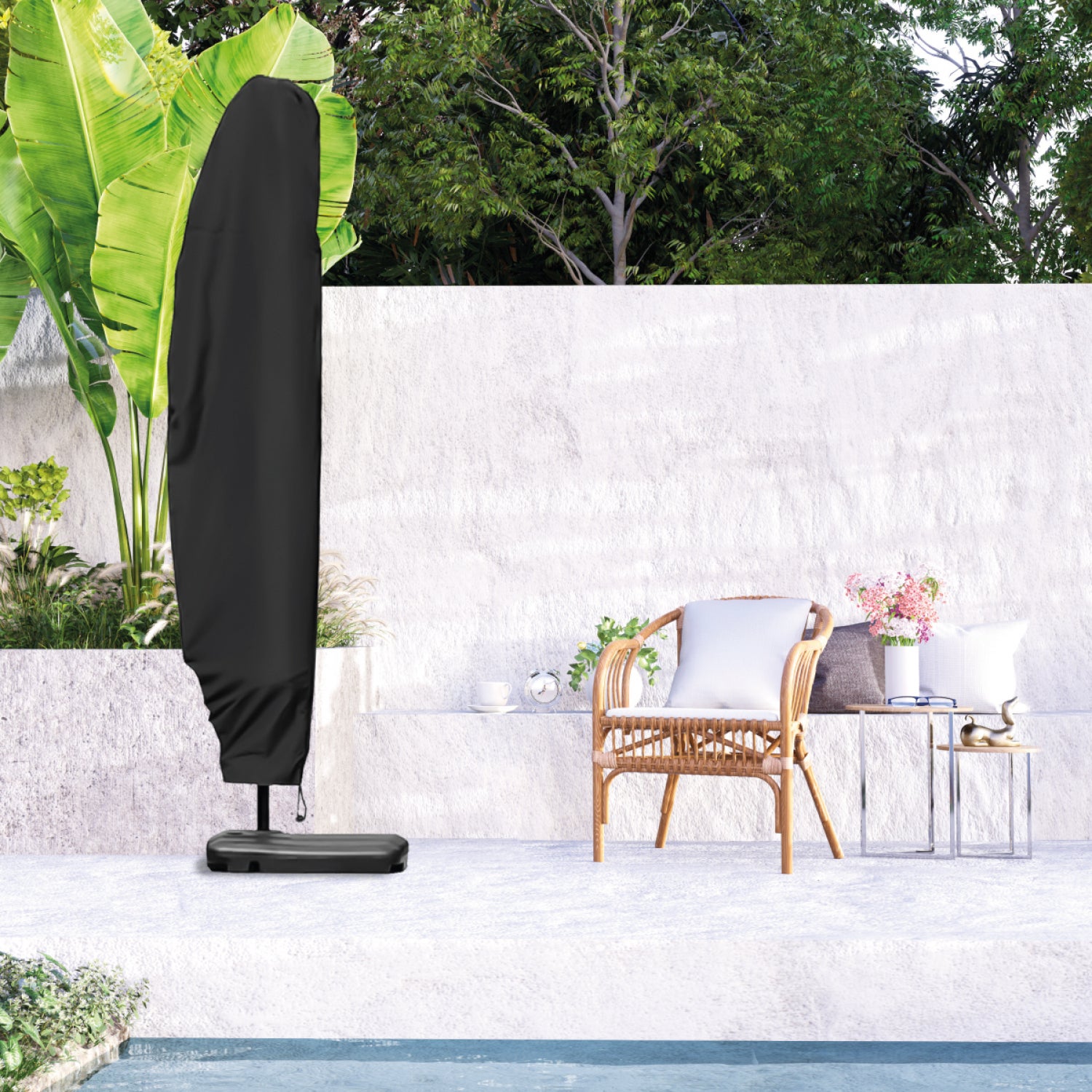 Housse de protection imperméable et anti-uv pour parasol déporté - 280 x 30 - 81- 45 cm - Noir - Linxor - 5
