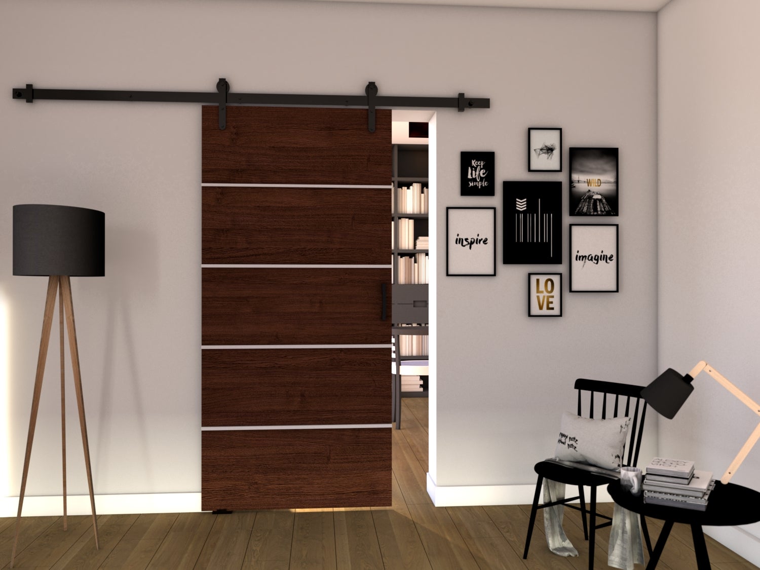 Drzwi przesuwne wewnętrzne LIFT B 86 cm w kolorze wenge .