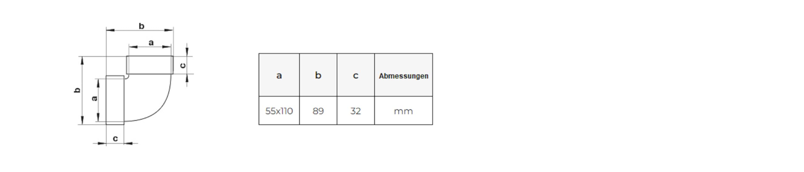 Curvo angolare a 90 gradi, condotto di ventilazione verticale, 110 x 55 ...