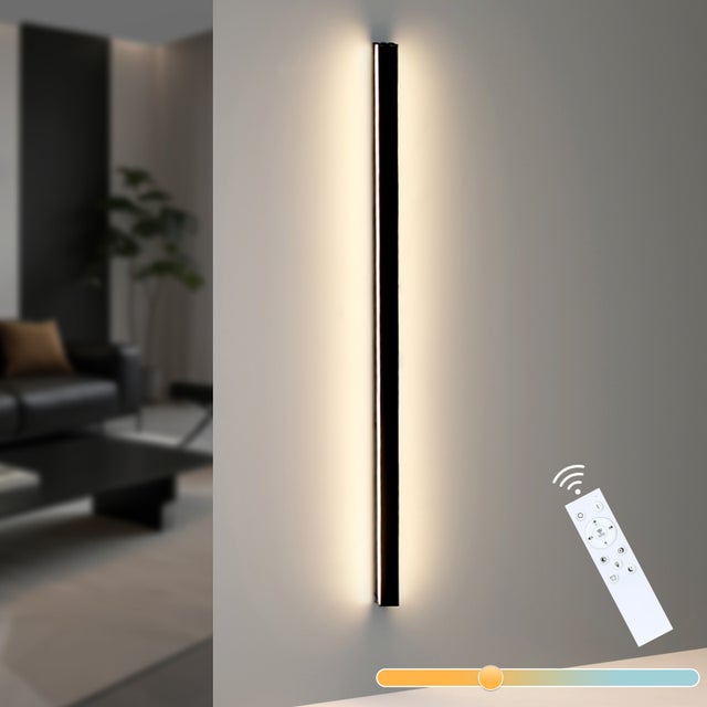 Nettlife Nowoczesny Kinkiet LED 100cm 15W, Ściemniany z Pilotem, Regulacja Barwy Światła (3000K-6500K), Lampa Góra-Dół, Czarny