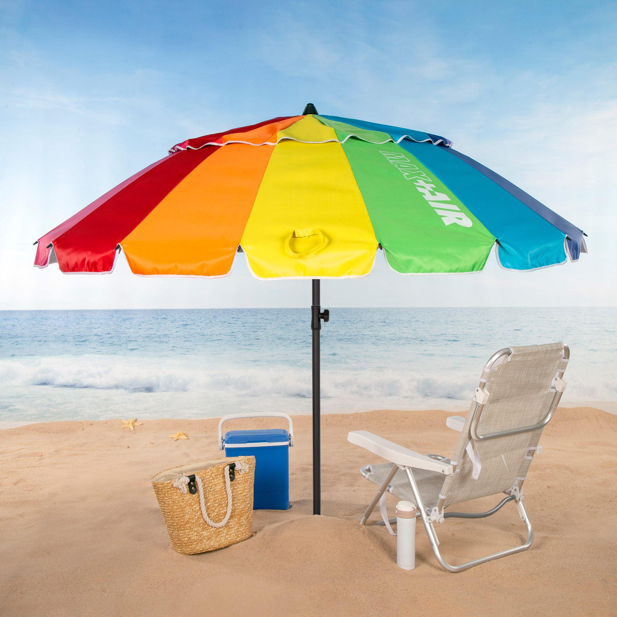 Aktive Sombrilla playa antiviento 16 varillas 220 cm multicolor - 2
