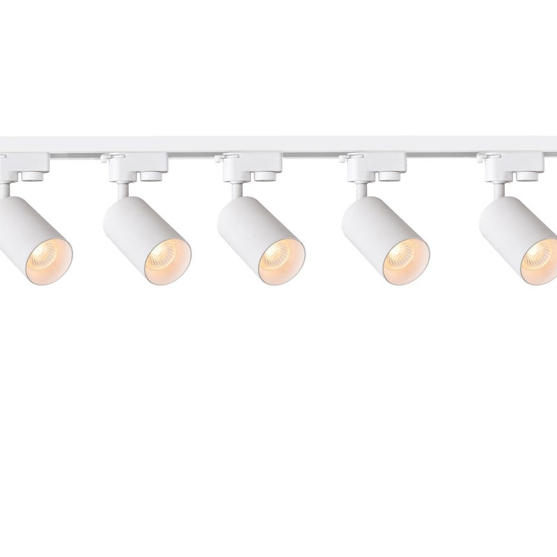 Zestaw Szynoprzewód 2m biały + 5x Lampa MALGA T White + Końcówka zasilająca biała + Zaślepka biała EDO