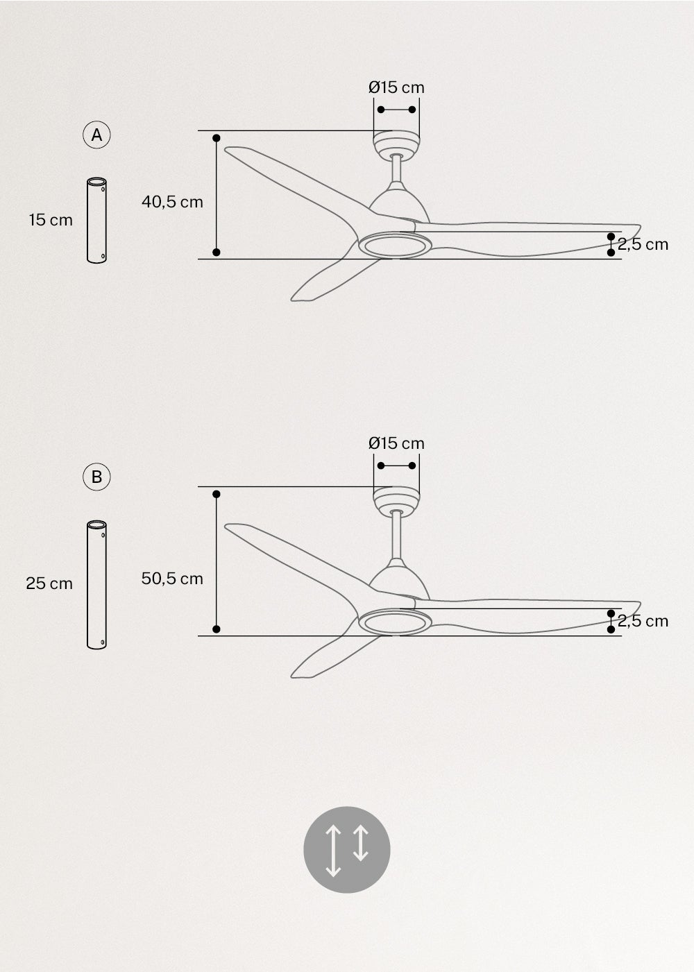 UPWIND SAIL - Ventilateur de Plafond 90W Silencieux XL Ø163 cm - Avec Lumière et Sans WIFI - 8