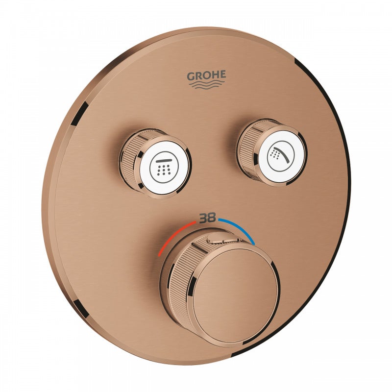 Grohe Grohtherm SmartControl thermostat with two shut-off valves, wall rose round, 29119DL0