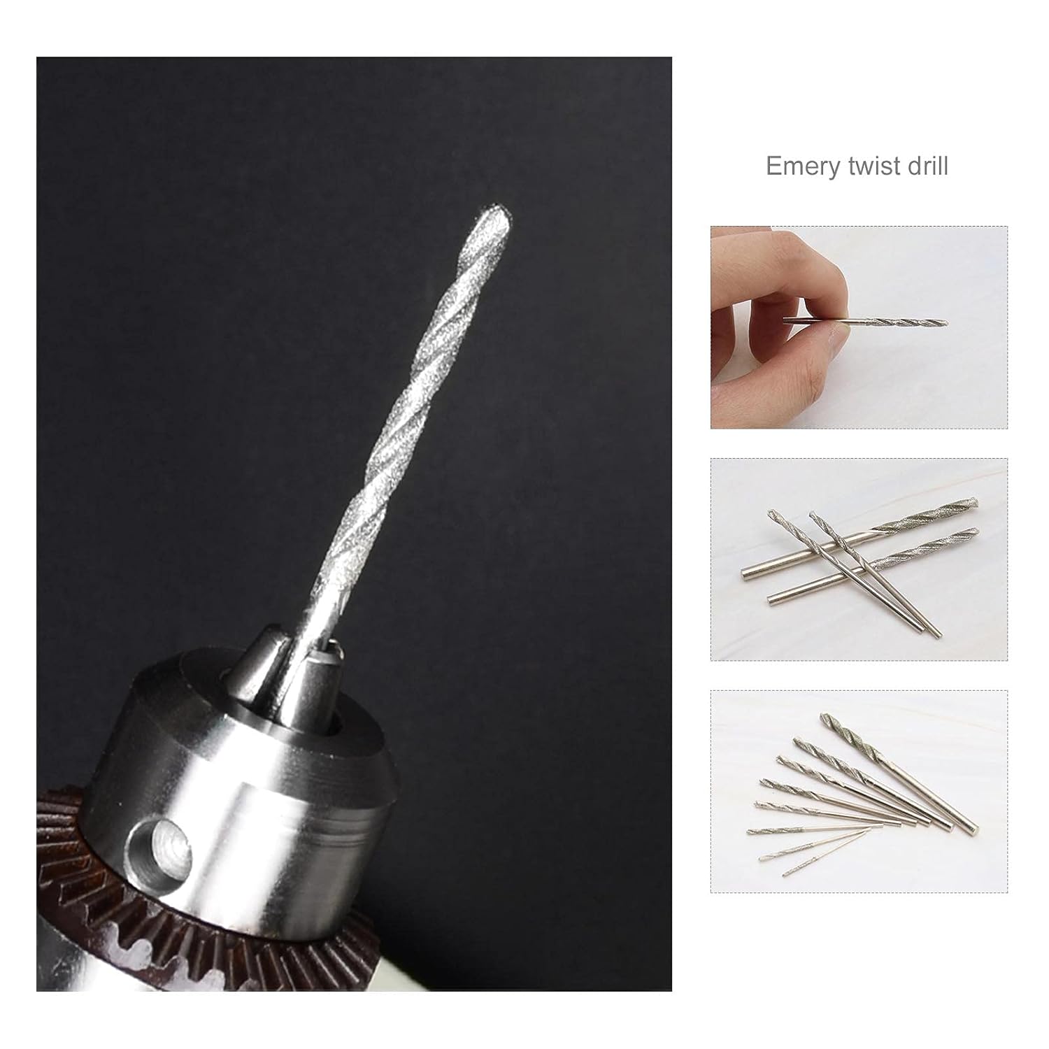8pcs Diamant Foret Hélicoïdal 0.8/1.0/1.2/1.5/1.8/2.0/2.5/3.0mm pour Jade Verre Perle Coquillages Adaptés pour Banc Perceuse Moulin Suspendu - 5