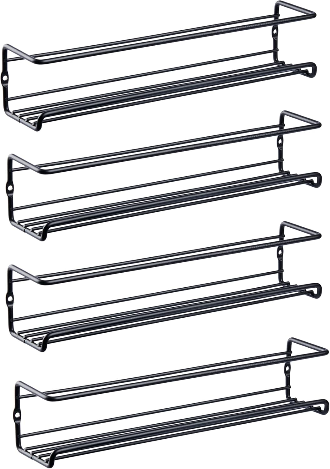 Półka na przyprawy kuchenne, bez wiercenia, czarna, 29 cm × 6,5 cm × 6 cm, półka na przyprawy do słoików z przyprawami, ze śrubami i haczykami, 4 sztu